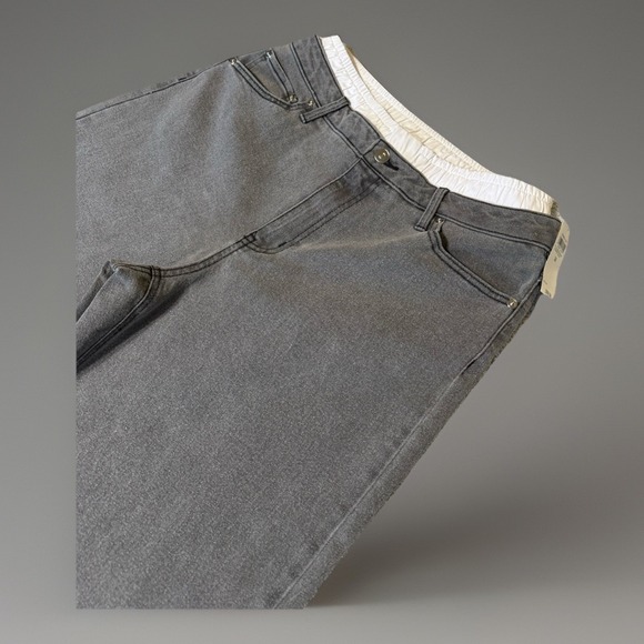 NWT BAR III Contrast Waist Wide Leg Going Out Jeans Gray Womens Size 14 - Picture 5 of 12